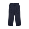 Pantalón tobillero con cintura cruzada BIELLA de La Mariposa, color Azul marino. Vista delantera.