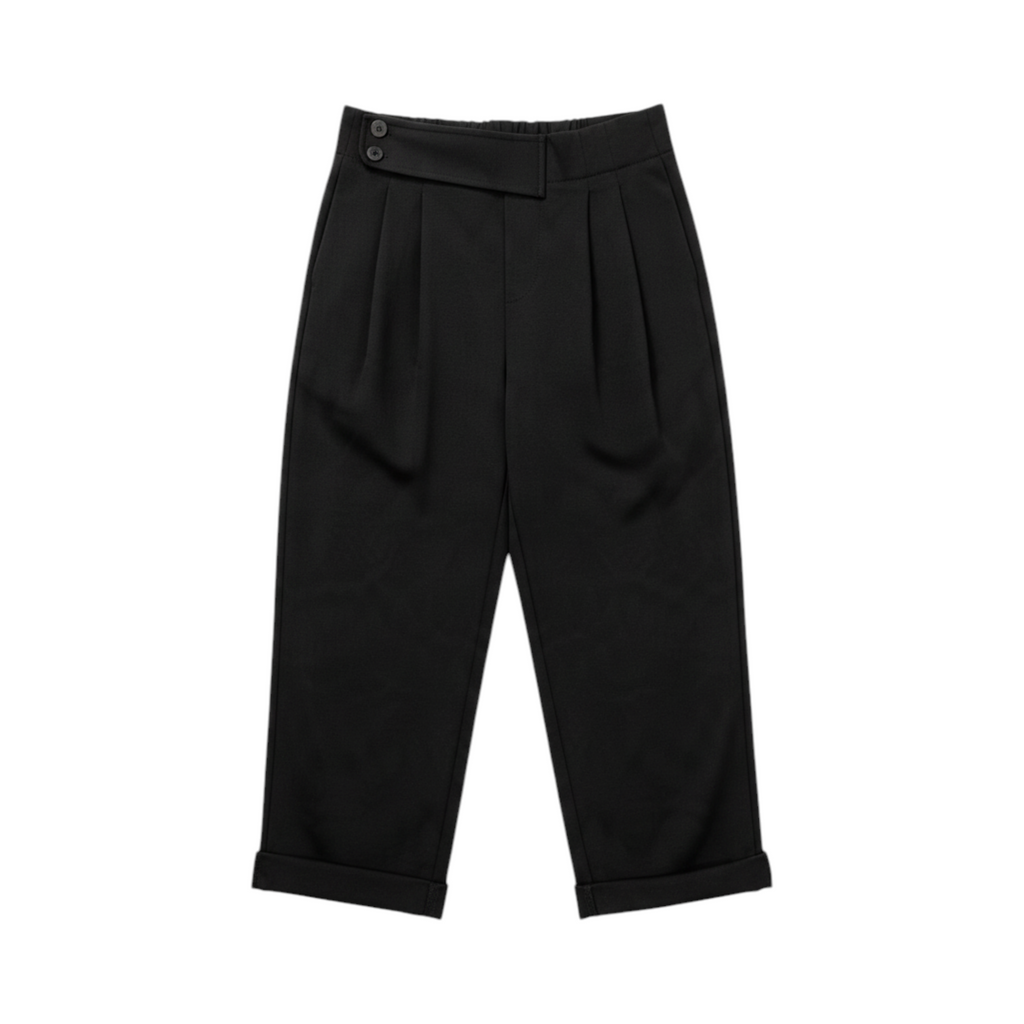 Pantalón tobillero con cintura cruzada BIELLA de La Mariposa, color Marrón. Vista delantera.