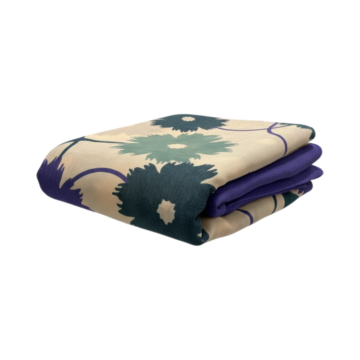 Pañuelo CASABLANCA de La Mariposa, color lila, con estampado floral. Vista plegado.