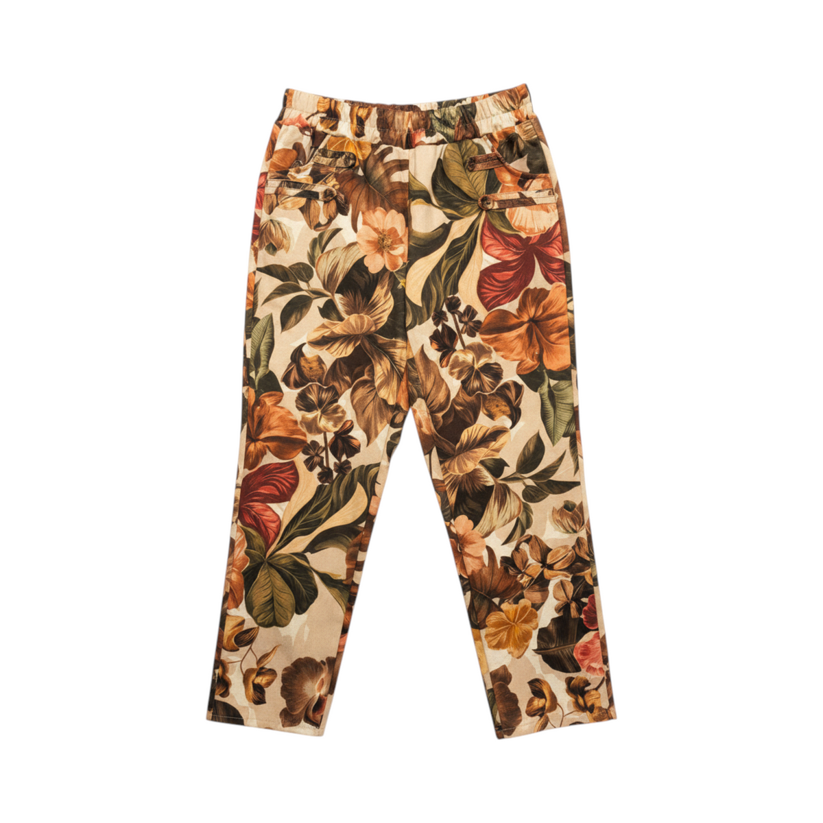 Pantalón tobillero de estampado floral CHIAVARI de La Mariposa, color Floral crema. Vista delantera.