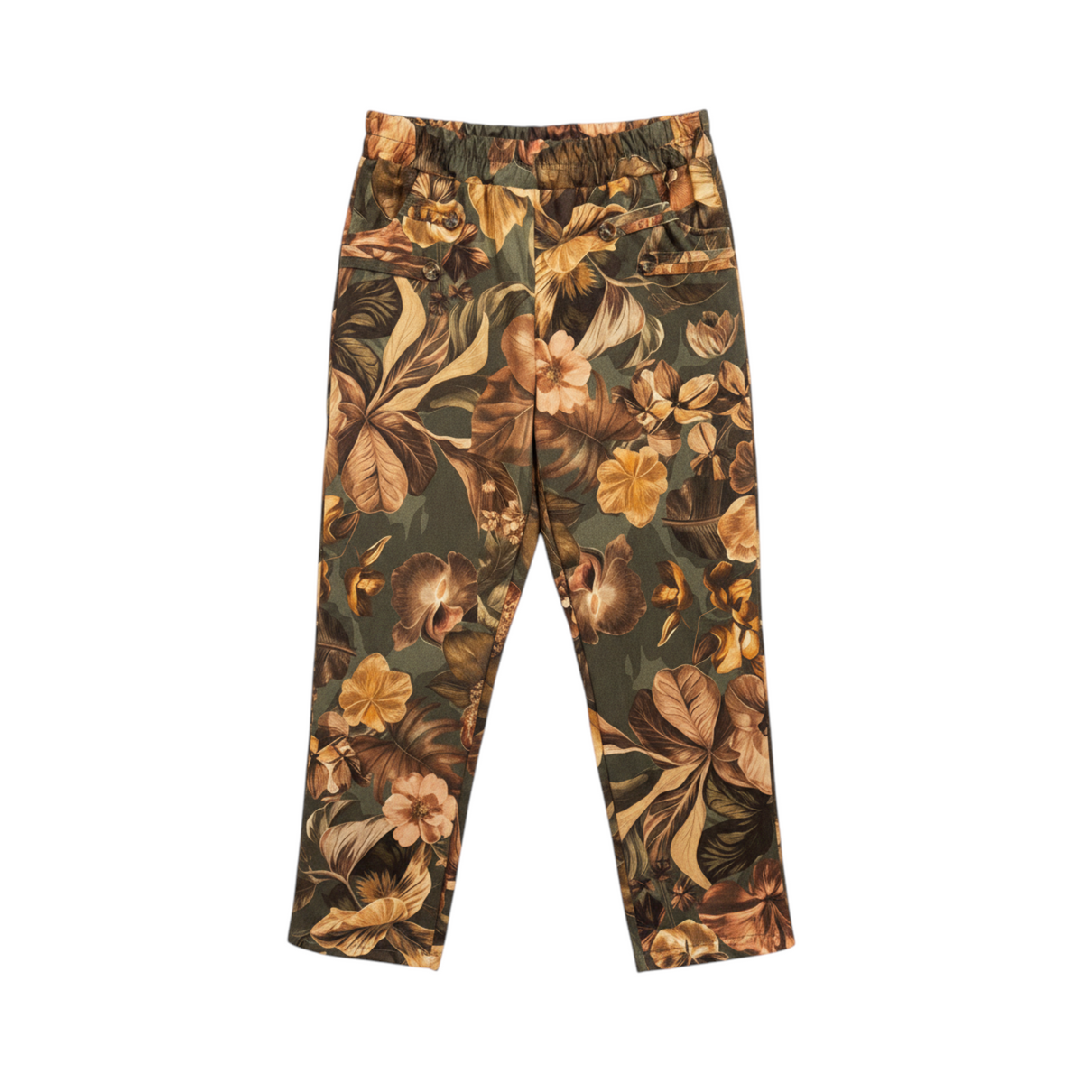 Pantalón tobillero de estampado floral CHIAVARI de La Mariposa, color Floral verde. Vista delantera.