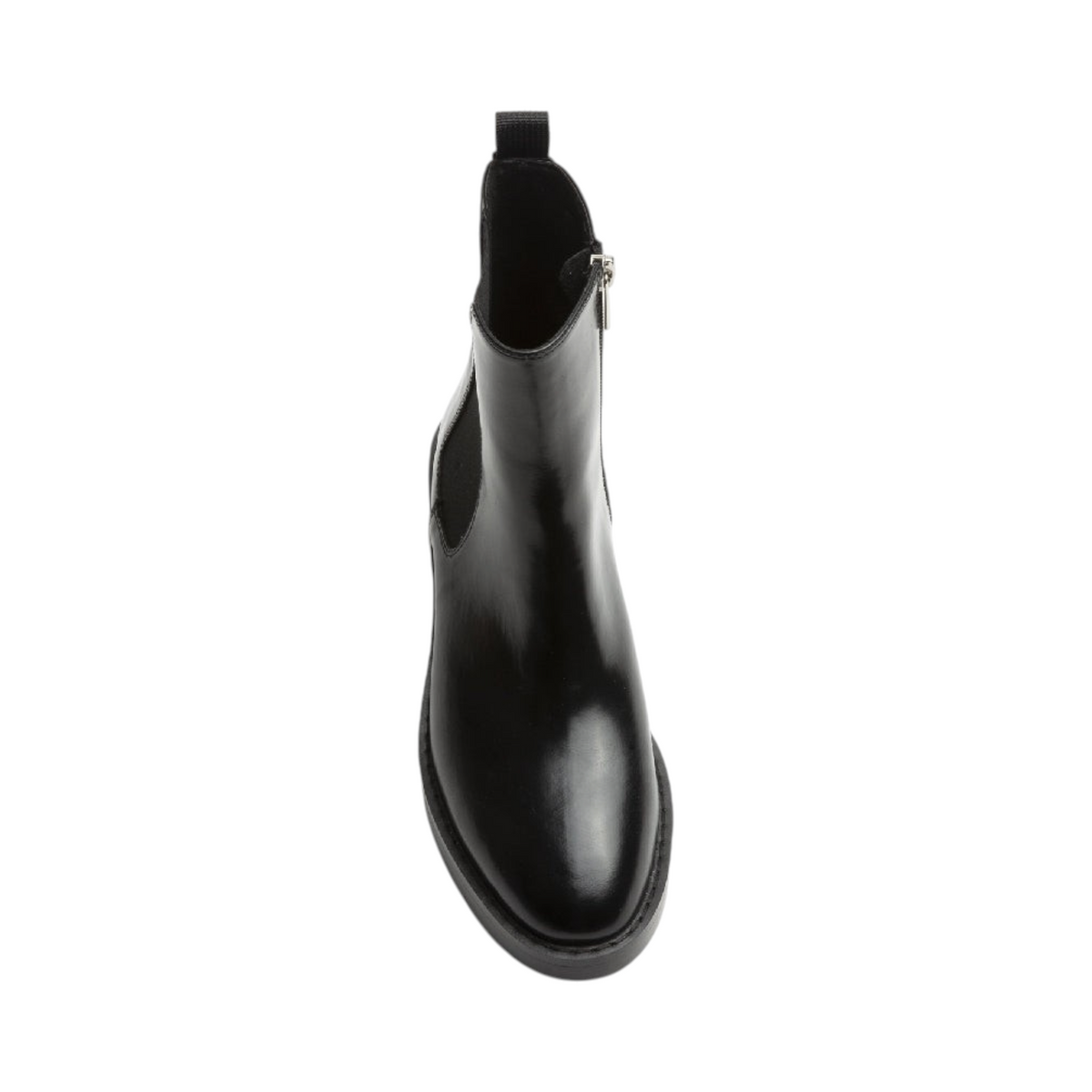 Botín Corina LAVANDA de La Mariposa, color negro, con panel lateral. Vista frontal.