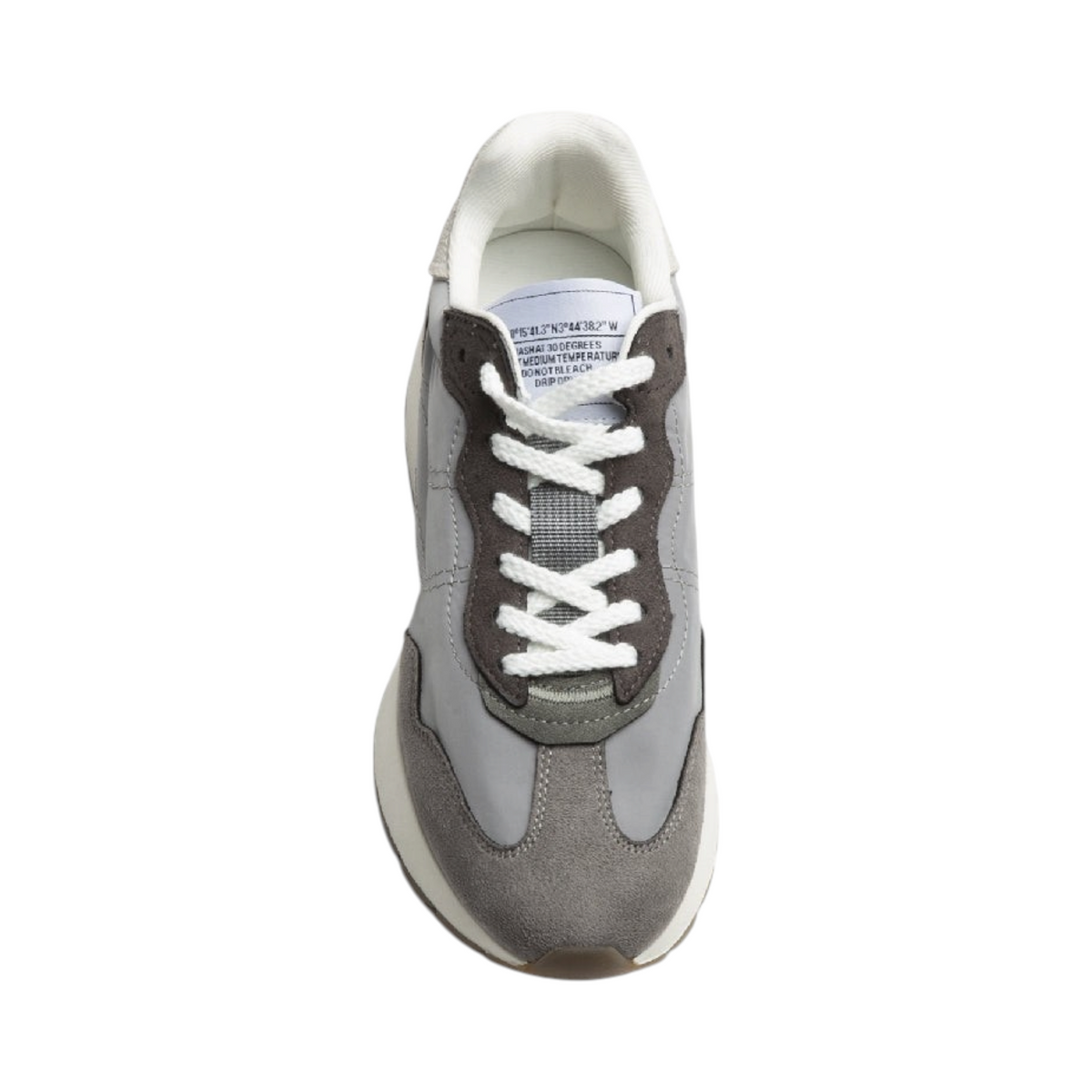 Zapatilla Corina PULSATILLA de La Mariposa, variante Gris, con cordones. Vista superior.