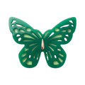 Broche MARIPOSA de La Mariposa, color verde, con forma de mariposa y alas caladas. Vista frontal.