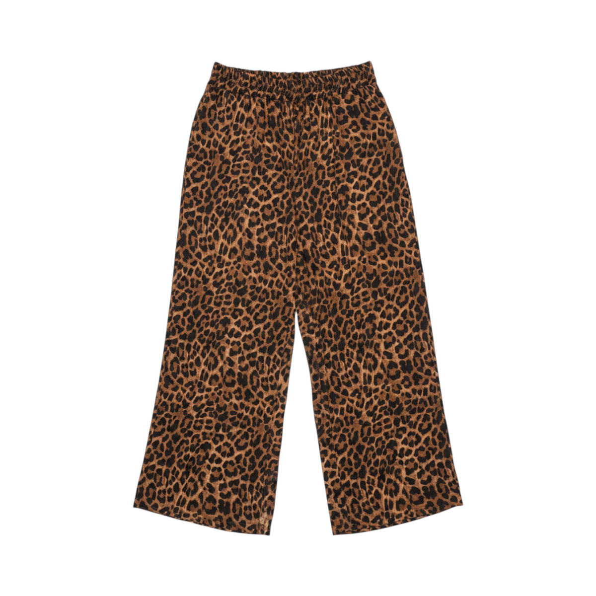 Pantalón fluido de pernera amplia PADUA de La Mariposa, color Leopardo marrón. Vista delantera.