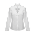 Camisa de manga larga con cuello fruncido RAVENNA de La Mariposa, color Blanco. Vista delantera.