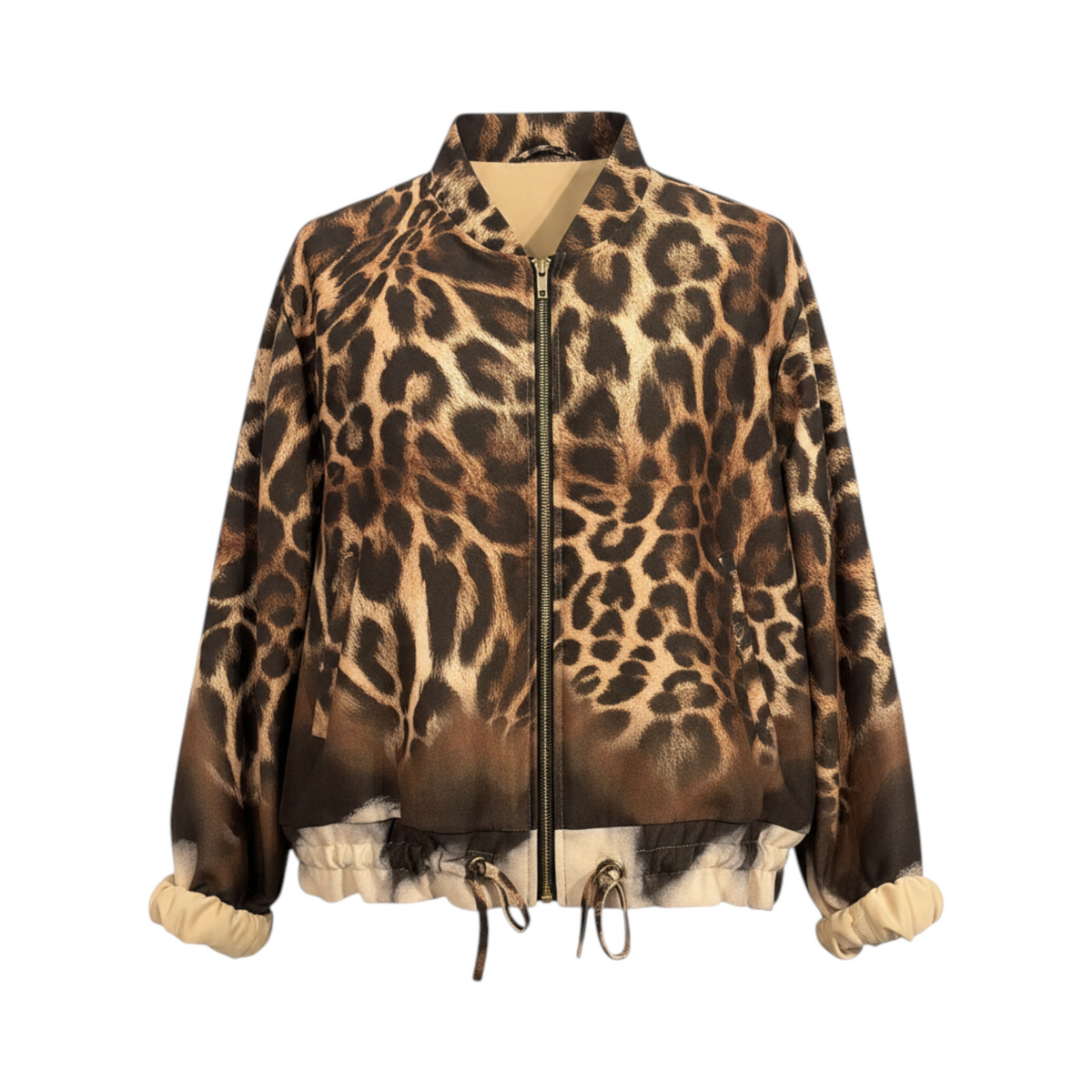 Chaqueta corta de estampado animal ROVIGO de La Mariposa, color Animal print beige. Vista delantera.