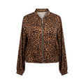 Chaqueta de leopardo con cremallera VITERBO de La Mariposa, color Leopardo marrón. Vista delantera.