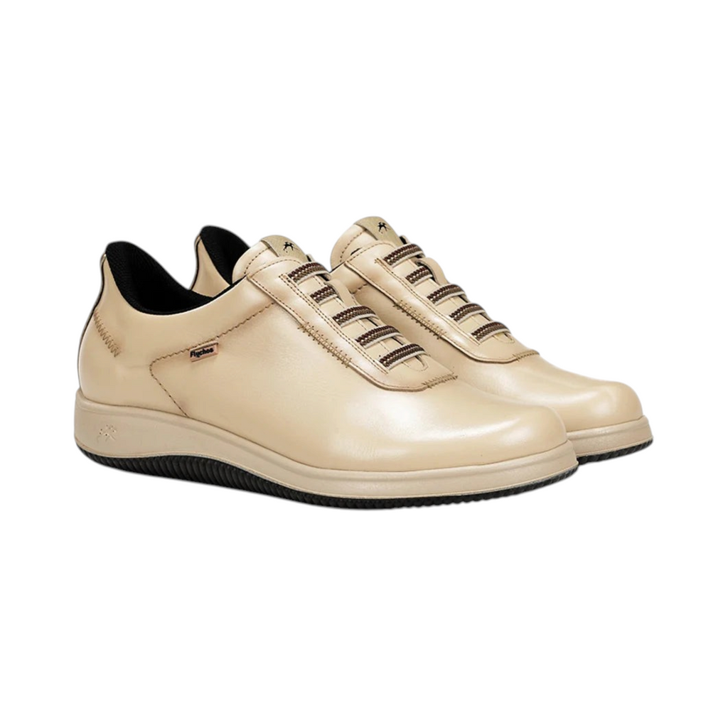 Zapatos con cordones WATSONIA de La Mariposa, color beige. Vista lateral del par.